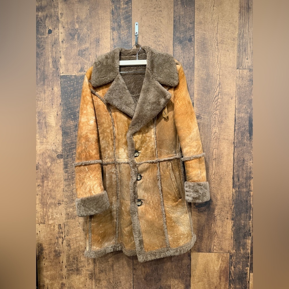 Vintage portobello sherling sheepskin jacket Marlboro man size 38